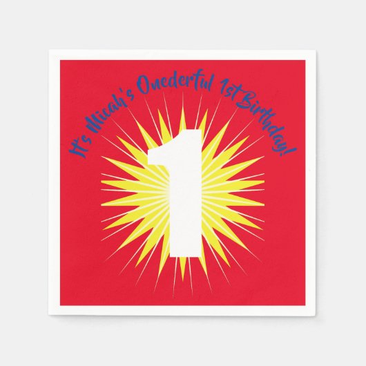 Onederful 1st誕生日パーティー スタンダードカクテルナプキン (正面)