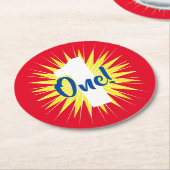 Onederful 1st誕生日パーティー ラウンドペーパーコースター (アングル)