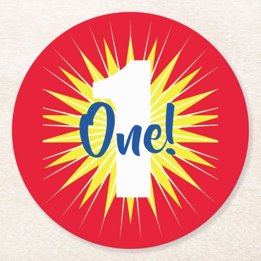 Onederful 1st誕生日パーティー ラウンドペーパーコースター (正面)