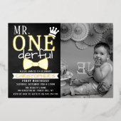 ONEderful 1st誕生日フォト実在ー 箔招待状 (正面)