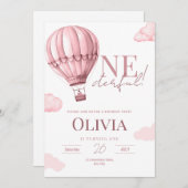 Onederful 1st誕生日招待状熱気球 招待状 (正面/裏面)
