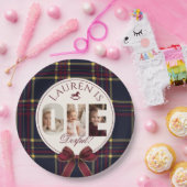 OneDerful 1st Birtdhay Burgundy Classic Plaid ペーパープレート (パーティー)