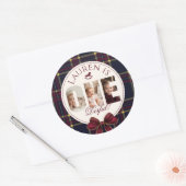 OneDerful 1st Birtdhay Burgundy Classic Plaid ラウンドシール (封筒)
