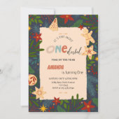 Onederful 1st Birthday Boy - Blue and Gold Winter  招待状 (正面)