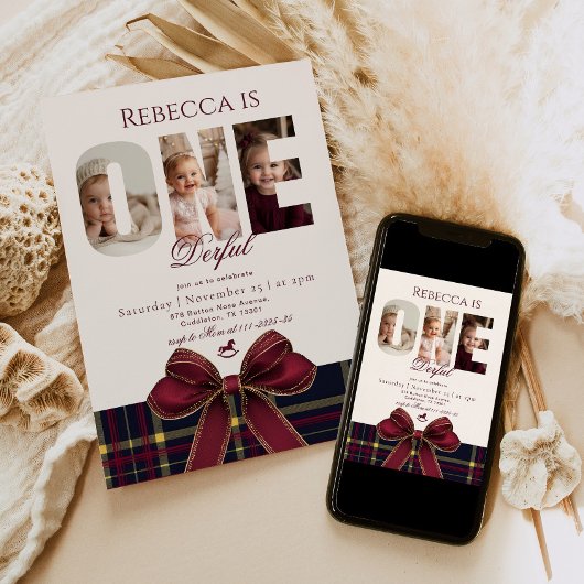 OneDerful 1st Birthday Holiday party Photo 招待状