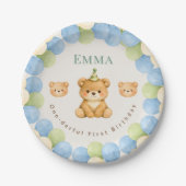 Onederful Bear First Birthday Paper Plates ペーパープレート (正面)