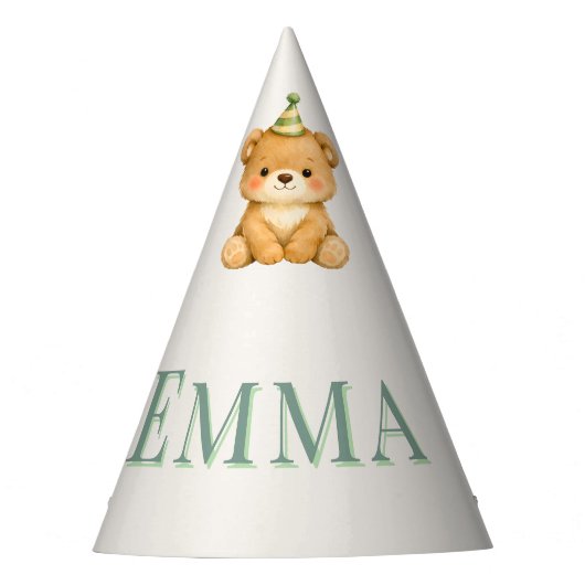 Onederful Bear First Birthday Party Hat パーティーハット (正面)