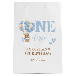 Onederful Bear Hot Air Balloon 1st Birthday ミディアムペーパーバッグ