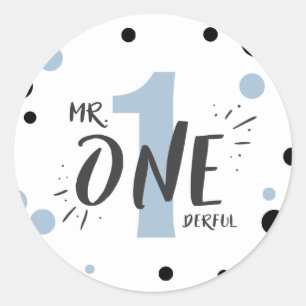 Onederful Birthday Sticker Boy氏の空色 ラウンドシール