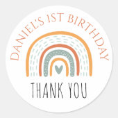 Onederful Boho Rainbow 1st Birthday ラウンドシール (正面)