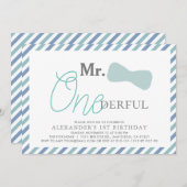 ONEderful Boy Blue 1st Birthday 招待状 (正面/裏面)