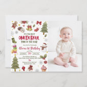 Onederful Christmas Birthday Party写真 招待状 (正面)