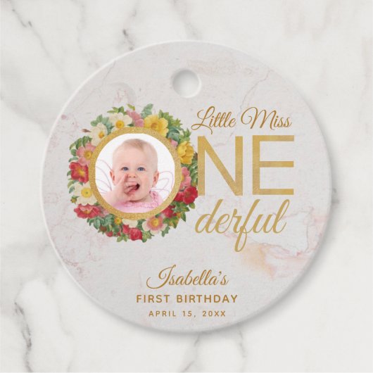 Onederful First誕生日フォトバラリースフローラ フェイバータグ (正面)