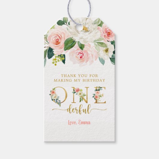 Onederful Girl 1st Birthdayありがとう ギフトタグ (正面)