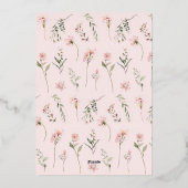 Onederful girl 1st birthday Wildflower photo金ゴールド 箔招待状 (裏面)