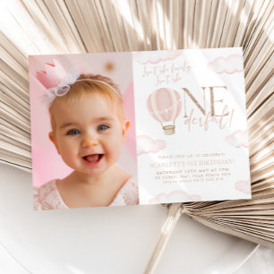 Onederful Hot Air Balloon 1st Birthday写真 招待状