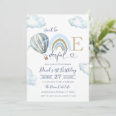 Onederful Hot Air Balloon Boy 1st Birthday 招待状 (スタンド正面)