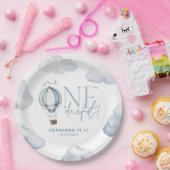 ONEderful Hot Air Balloon Boy 1st Birthday Blue ペーパープレート (パーティー)