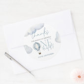 ONEderful Hot Air Balloon Boy 1st Birthday Blue ラウンドシール (封筒)