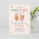 Onederful Joint Christmas Twins 1st Birthday 招待状 (スタンド正面)