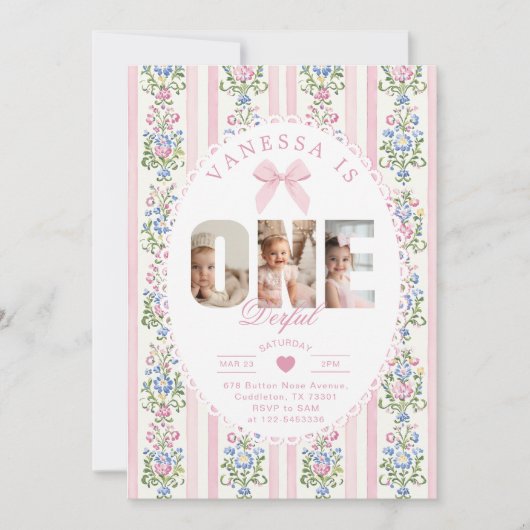 Onederful Love Shack 1st Birthday Photo collage 招待状 (正面)