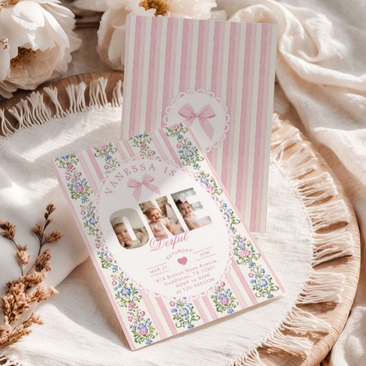 Onederful Love Shack 1st Birthday Photo collage 招待状