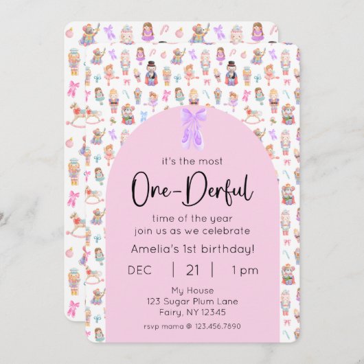 OneDerful Nutcracker 1st Birthday Photo 招待状 (正面/裏面)