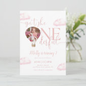 Onederful Photo Hot Air Balloon Girl 1st誕生日 招待状 (スタンド正面)