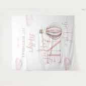 Onederful Pink Balloon 1st Birthday Photo Backdrop タペストリー (正面(横))