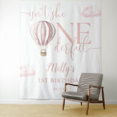 Onederful Pink Balloon 1st Birthday Photo Backdrop タペストリー (インサイチュ)