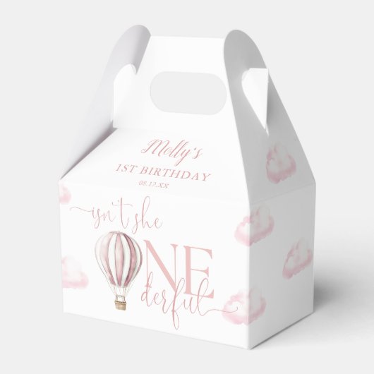 Onederful Pink Balloon Girl 1st Birthday フェイバーボックス (正面サイド)