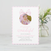 Onederful Pink Girl 1st誕生日招待状 招待状 (スタンド正面)