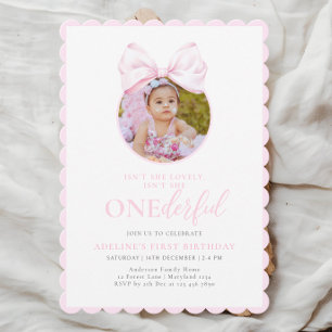 Onederful Pink Girl 1st誕生日招待状 招待状
