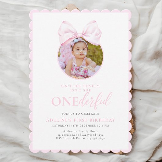 Onederful Pink Girl 1st誕生日招待状 招待状