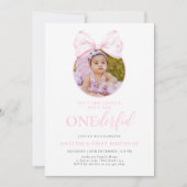 Onederful Pink Girl 1st Birthday Invitations 招待状 (正面)