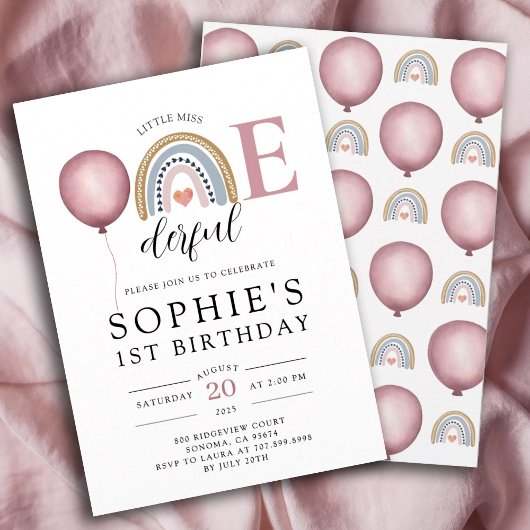 Onederful Rainbow Girl's 1st Birthday 招待状