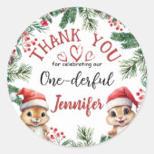 ONEderful Squirrel Christmas 1°誕生日ありがとう ラウンドシール (正面)