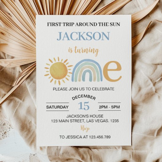 Onederful Sunshine Rainbow 1st誕生日招待状 招待状