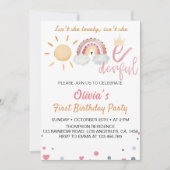 Onederful Sunshine Rainbow 1st誕生日招待状 招待状 (正面)