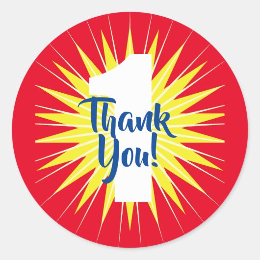 Onederful Superhero 1st誕生日パーティーキッズ ラウンドシール (正面)