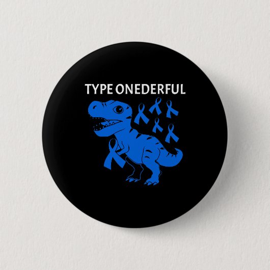 Onederful T-レックス1型糖尿病認識度 缶バッジ (正面)