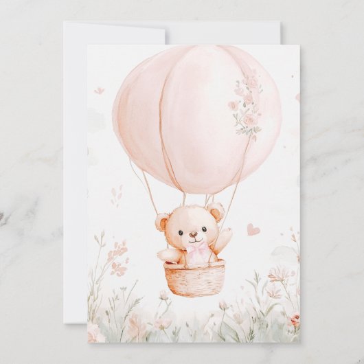 Onederful Teddy Hot Air Balloon 1st Birthday 招待状 (裏面)