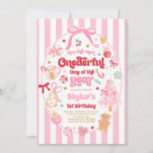 Onederful Time Of The Year Christmas Bow Birthday 招待状 (正面)