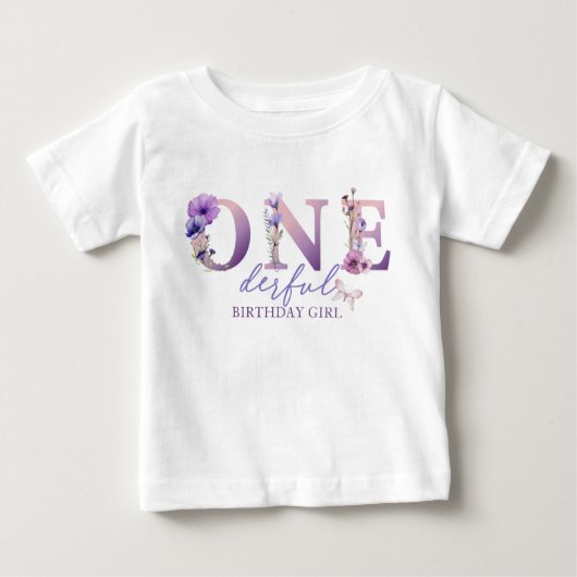 Onederful Wildflower 1st Birthday Girl Tシャツ (正面)
