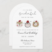 Onederful Winter Animals First Birthday Invitation 招待状 (正面/裏面)