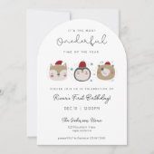 Onederful Winter Animals First Birthday Invitation 招待状 (正面)