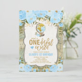 ONEderful World Adventure Map Boys 1st誕生日 招待状 (スタンド正面)