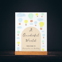 Onederful World Hot Air Balloon 1st Birthday アクリルサイン