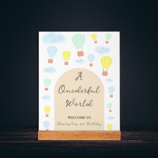 Onederful World Hot Air Balloon 1st Birthday アクリルサイン