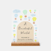 Onederful World Hot Air Balloon 1st Birthday アクリルサイン (正面)